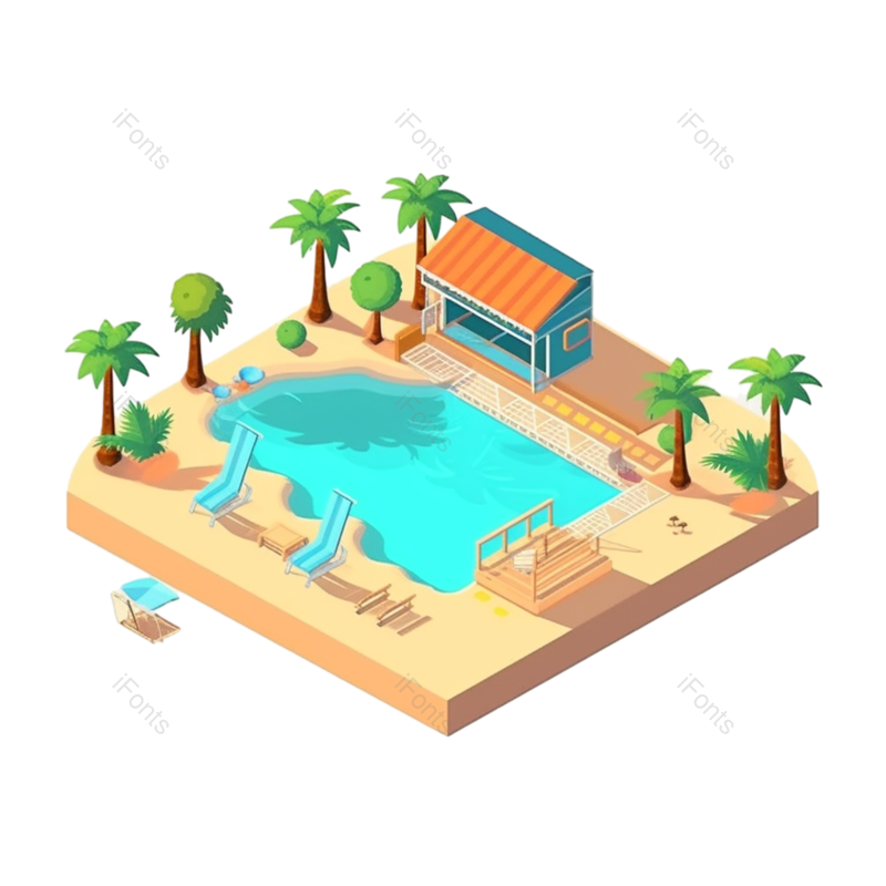 户外图片,夏天元素,插画PNG,蓝色免抠素材